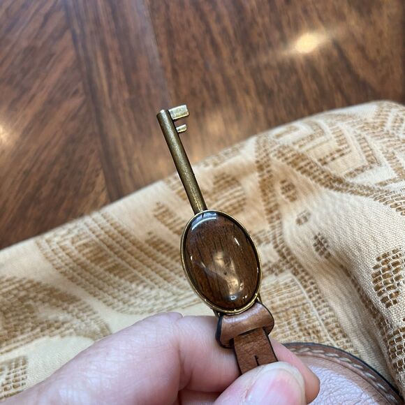 FOSSIL Vintage Tapestry Carpet Woven Leather Handbag Satchel Purse Bag - Picture 8 of 13